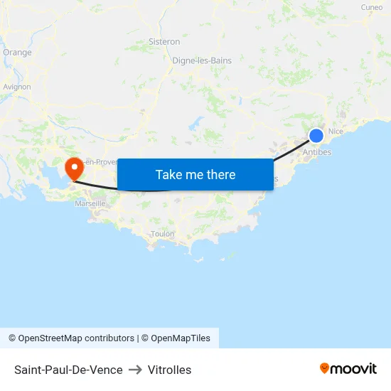 Saint-Paul-De-Vence to Vitrolles map