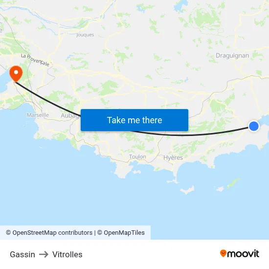Gassin to Vitrolles map