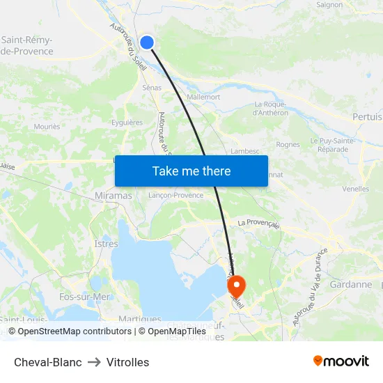 Cheval-Blanc to Vitrolles map