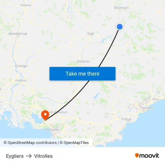 Eygliers to Vitrolles map