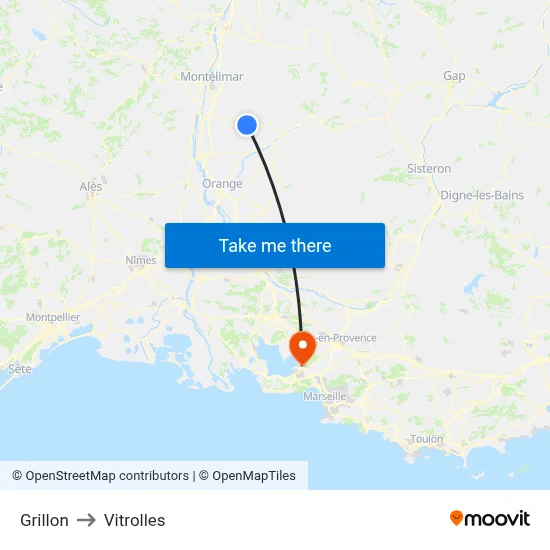 Grillon to Vitrolles map