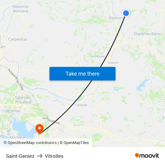 Saint-Geniez to Vitrolles map