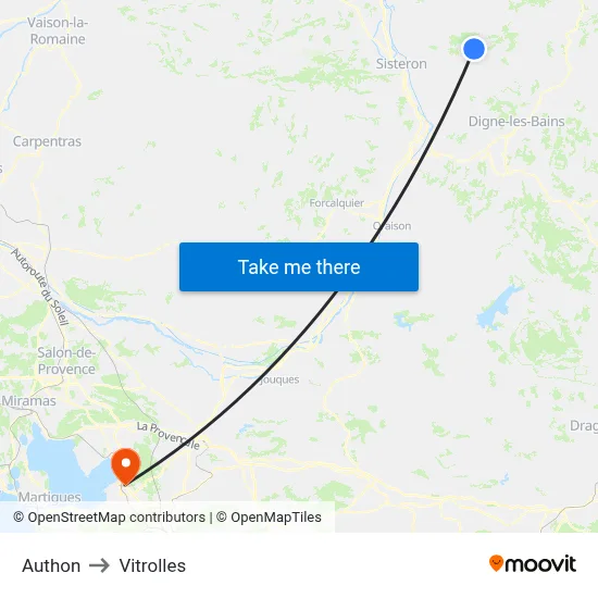 Authon to Vitrolles map