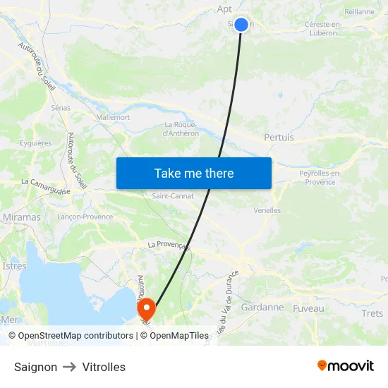 Saignon to Vitrolles map