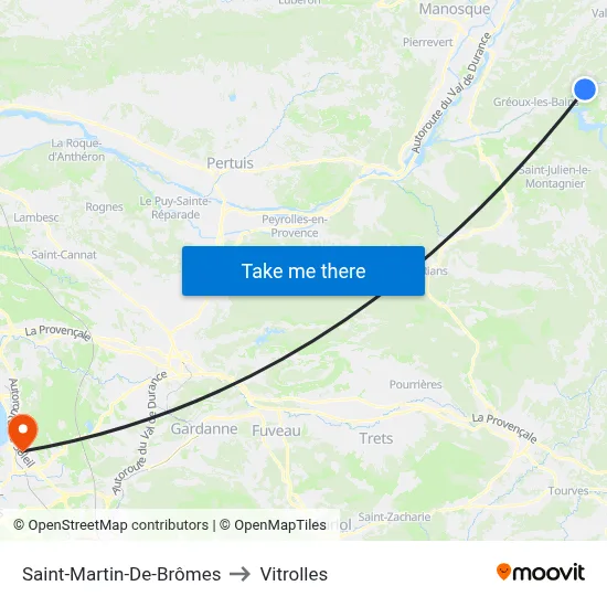 Saint-Martin-De-Brômes to Vitrolles map