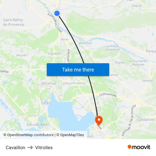 Cavaillon to Vitrolles map