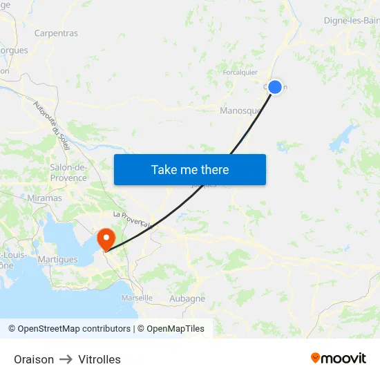 Oraison to Vitrolles map