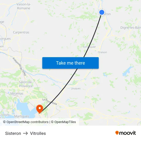 Sisteron to Vitrolles map