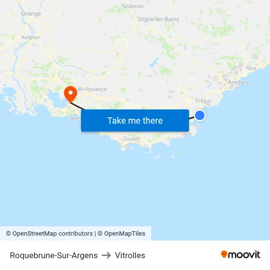 Roquebrune-Sur-Argens to Vitrolles map