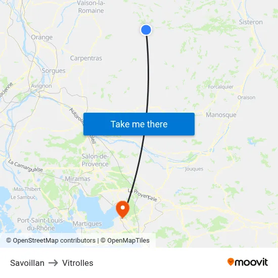Savoillan to Vitrolles map