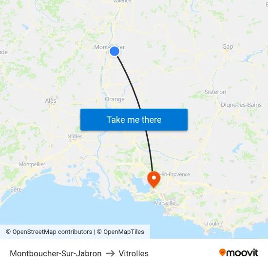 Montboucher-Sur-Jabron to Vitrolles map