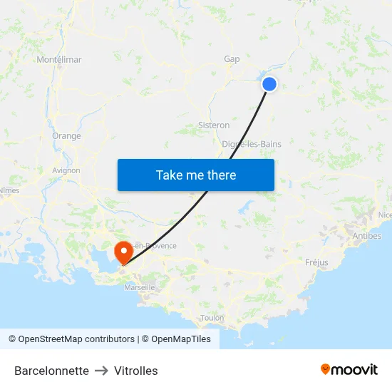 Barcelonnette to Vitrolles map