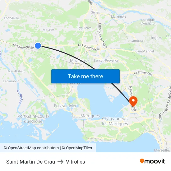 Saint-Martin-De-Crau to Vitrolles map