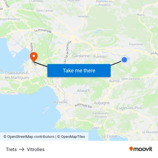 Trets to Vitrolles map