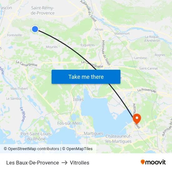 Les Baux-De-Provence to Vitrolles map