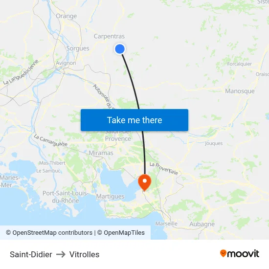 Saint-Didier to Vitrolles map