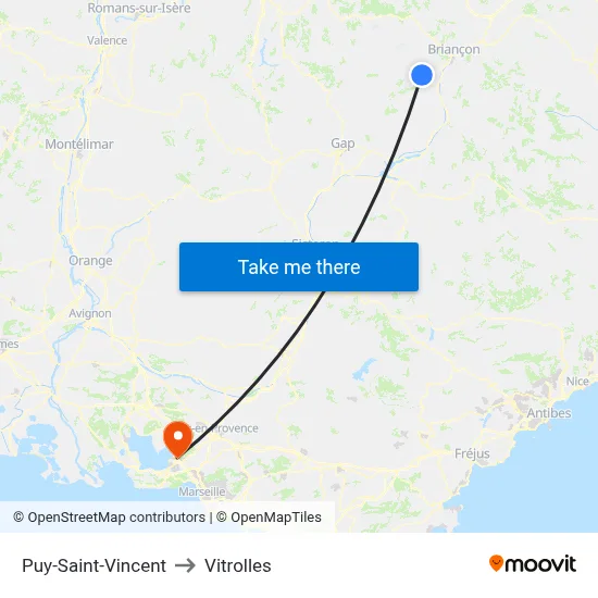 Puy-Saint-Vincent to Vitrolles map