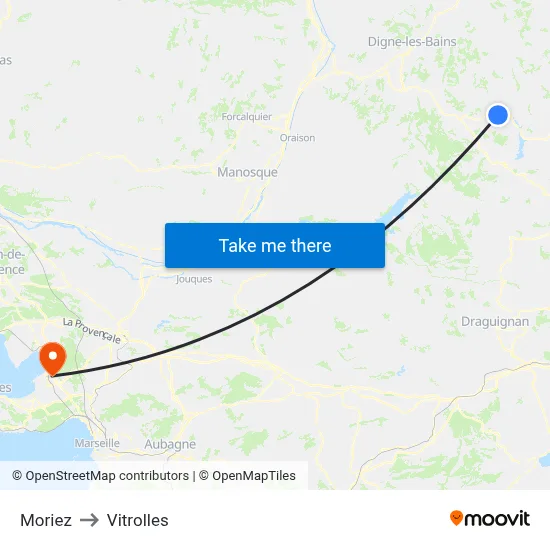 Moriez to Vitrolles map