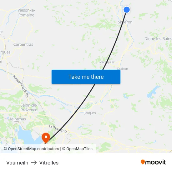 Vaumeilh to Vitrolles map