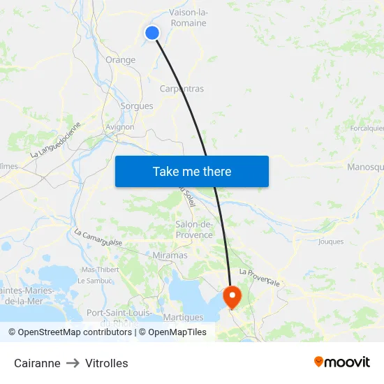 Cairanne to Vitrolles map