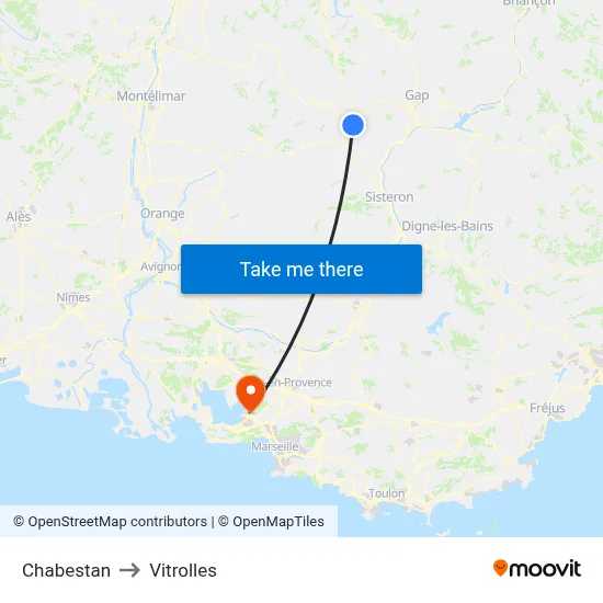 Chabestan to Vitrolles map