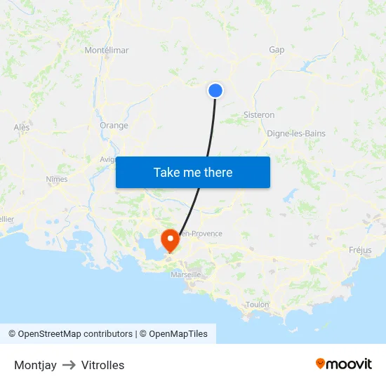 Montjay to Vitrolles map