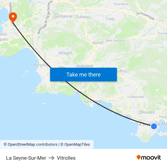 La Seyne-Sur-Mer to Vitrolles map