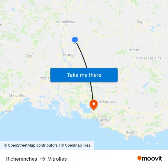 Richerenches to Vitrolles map