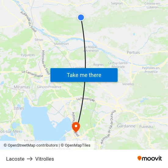 Lacoste to Vitrolles map