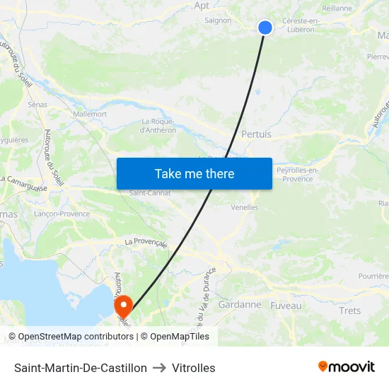 Saint-Martin-De-Castillon to Vitrolles map