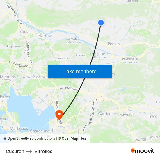Cucuron to Vitrolles map
