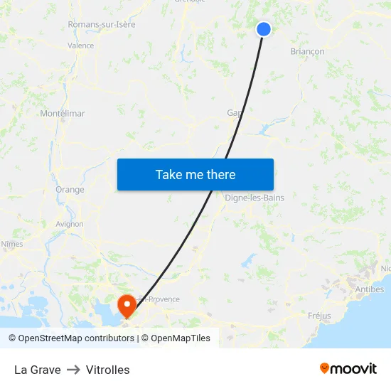 La Grave to Vitrolles map