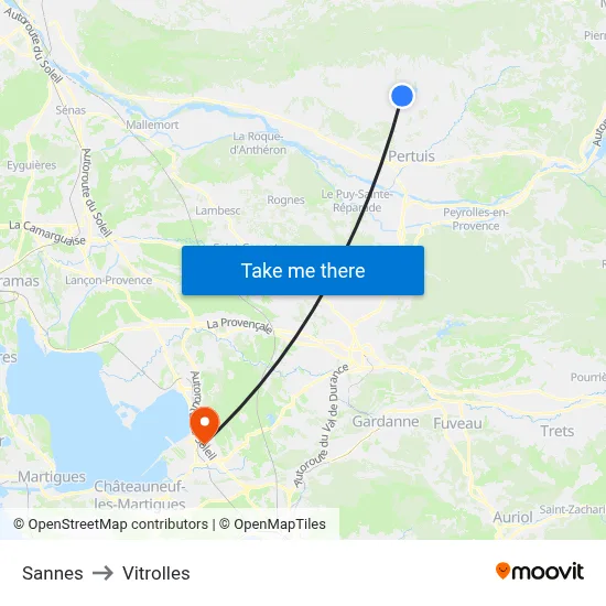 Sannes to Vitrolles map