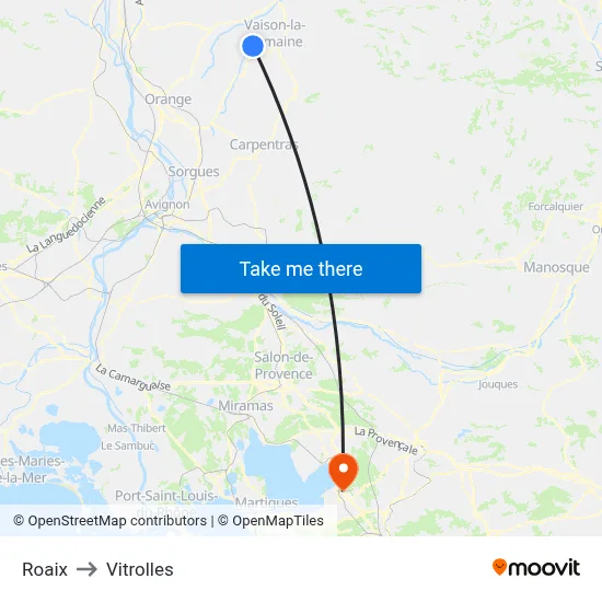 Roaix to Vitrolles map