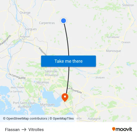 Flassan to Vitrolles map