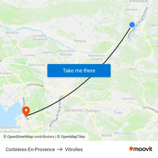 Corbières-En-Provence to Vitrolles map
