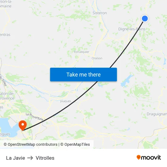 La Javie to Vitrolles map
