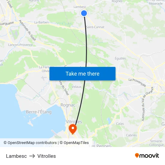 Lambesc to Vitrolles map