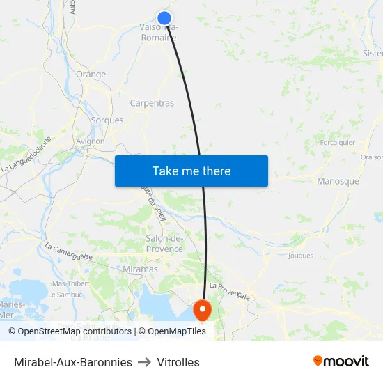 Mirabel-Aux-Baronnies to Vitrolles map