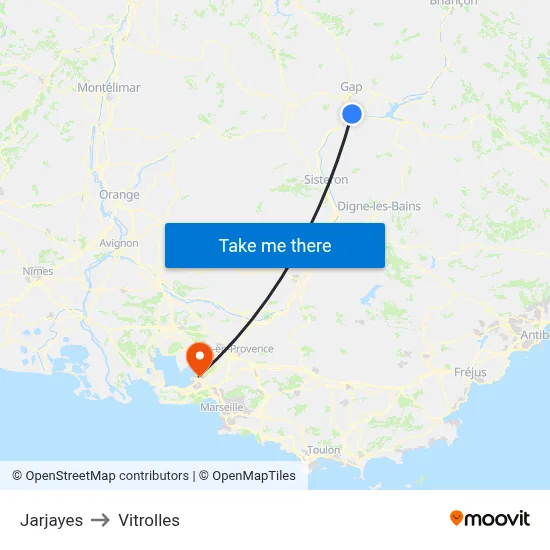 Jarjayes to Vitrolles map