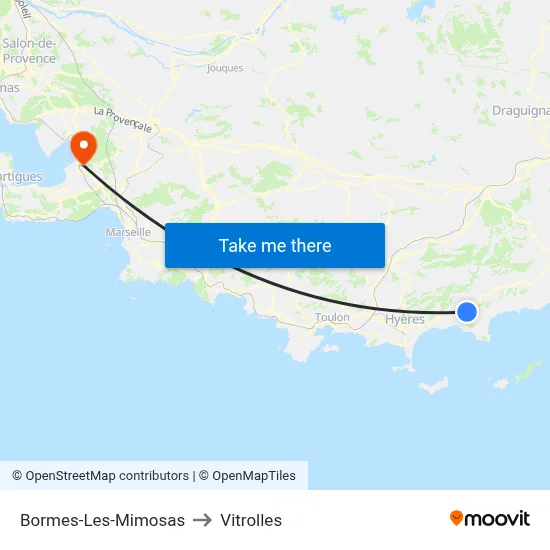 Bormes-Les-Mimosas to Vitrolles map