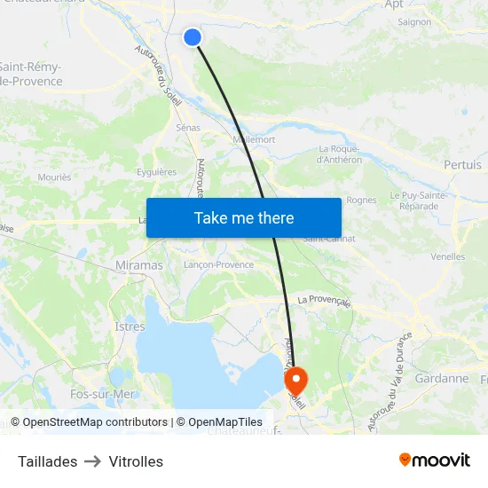 Taillades to Vitrolles map