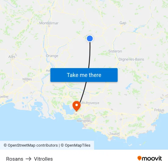 Rosans to Vitrolles map