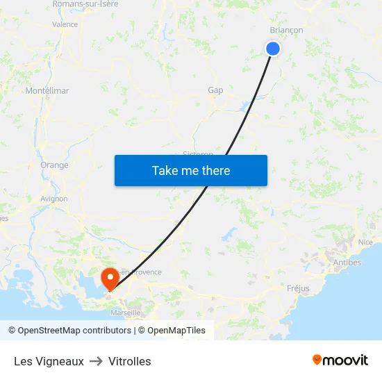 Les Vigneaux to Vitrolles map