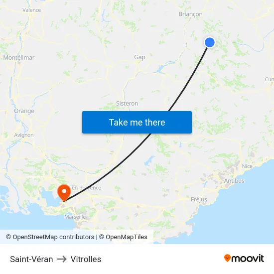 Saint-Véran to Vitrolles map