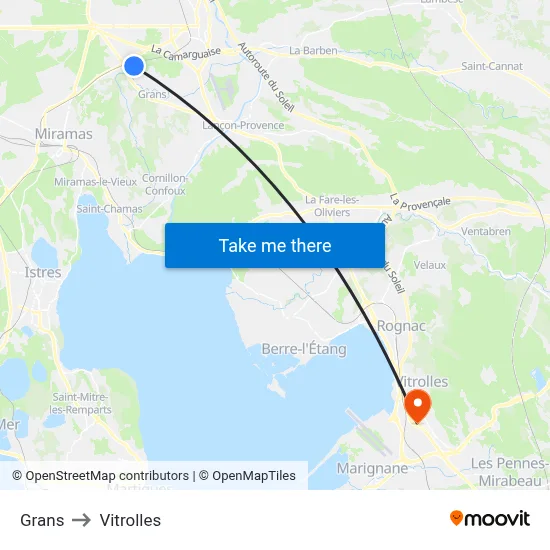 Grans to Vitrolles map