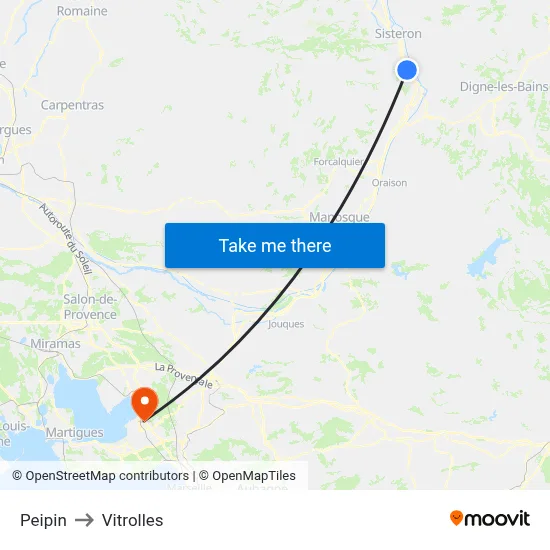 Peipin to Vitrolles map