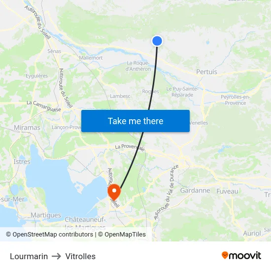 Lourmarin to Vitrolles map