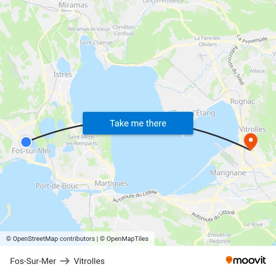 Fos-Sur-Mer to Vitrolles map