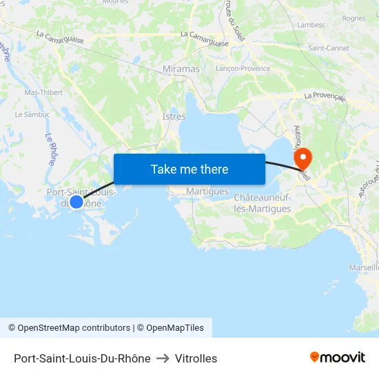 Port-Saint-Louis-Du-Rhône to Vitrolles map
